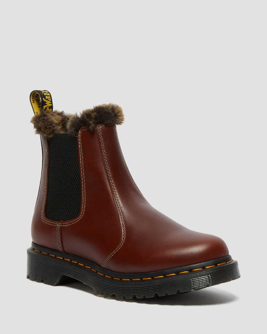 Dr. Martens 2976 Leonore Faux Fur Lined Naisten Chelsea Nilkkurit - Ruskea Nilkkurit [469-PXNALQ]